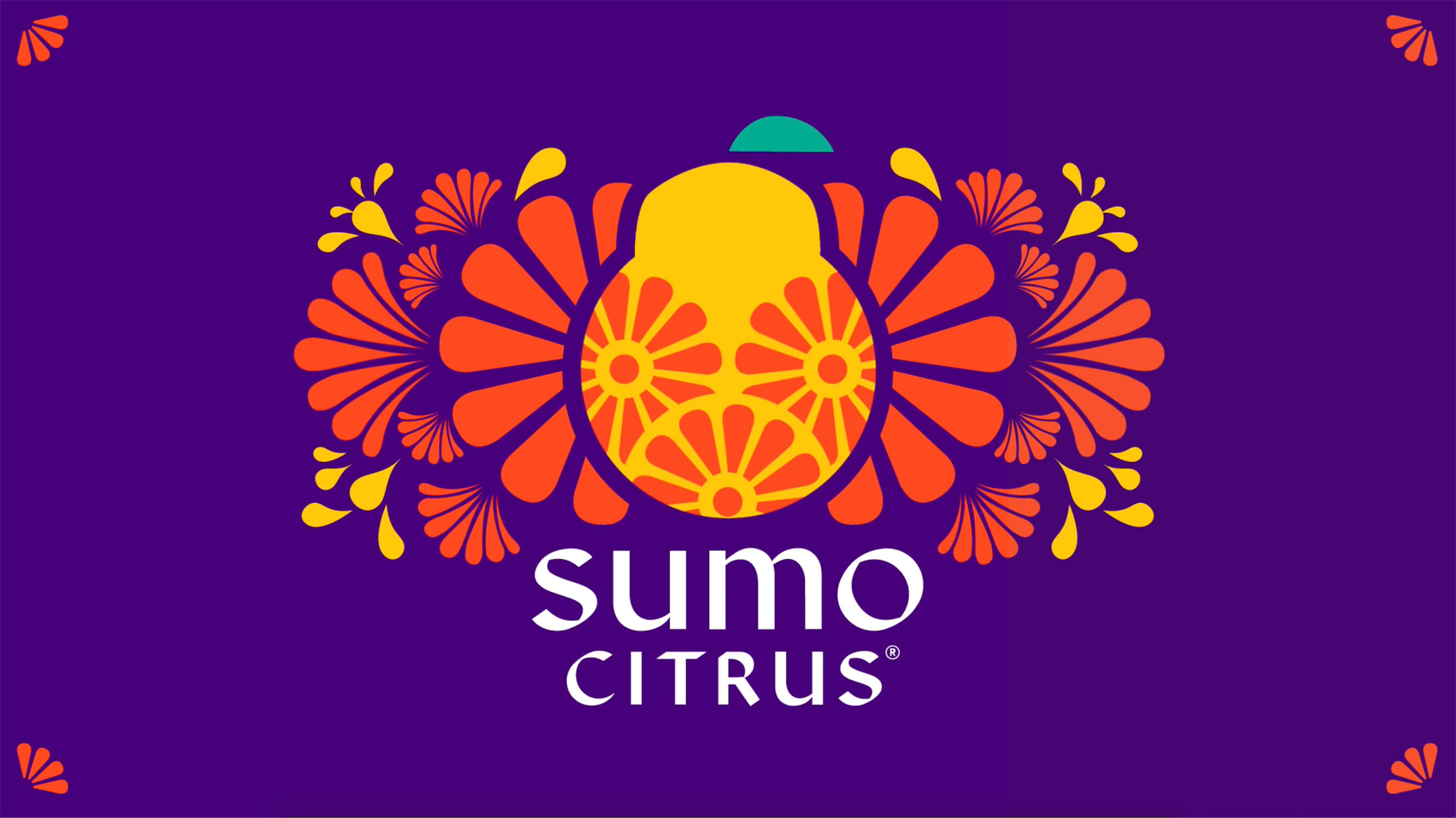 Sumo Citrus 橘子品牌logo設(shè)計(jì)，靈感來自水果的獨(dú)特形狀和日式圖案