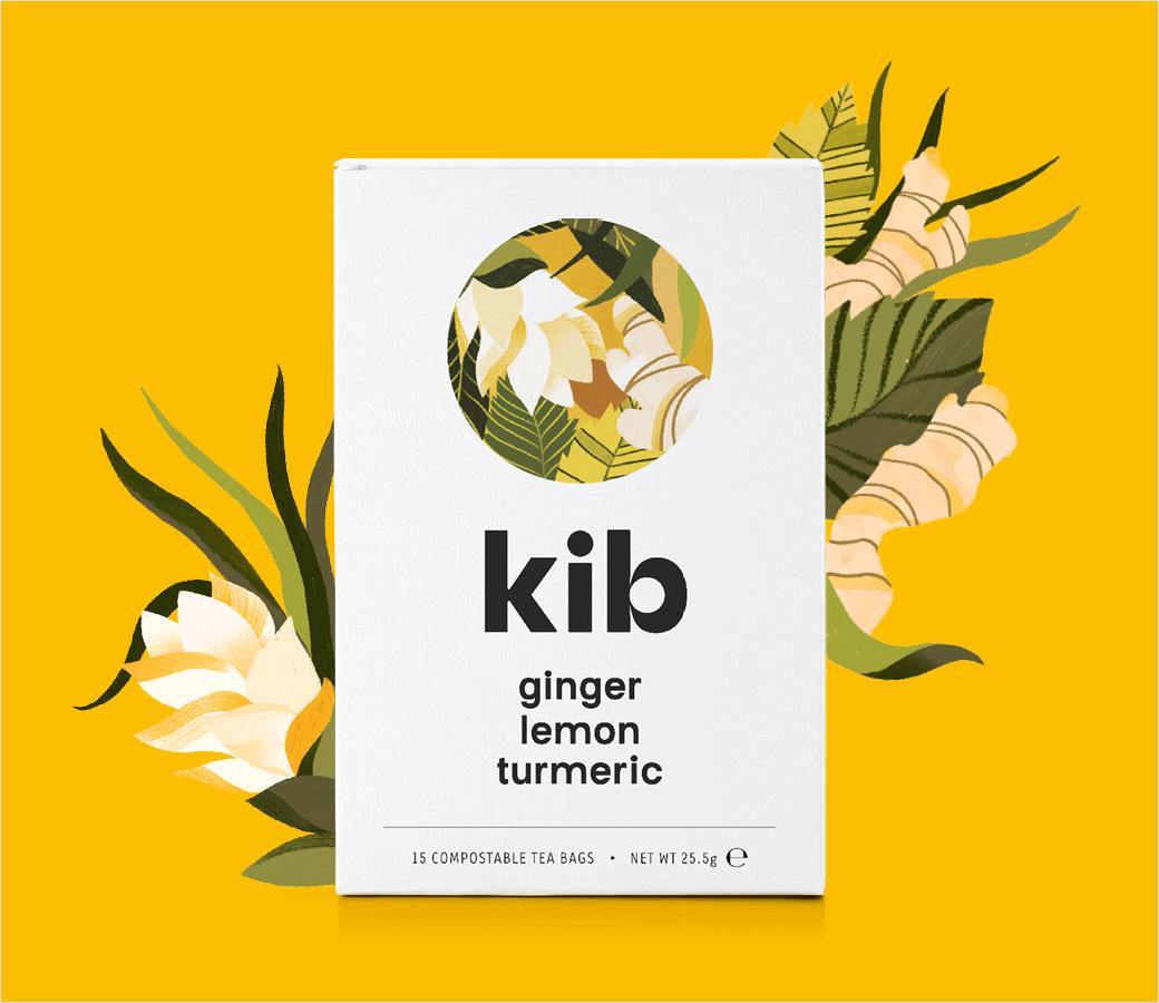 Kib天然保健花草茶茶葉包裝設(shè)計插畫設(shè)計，自然簡潔的圓形風(fēng)格