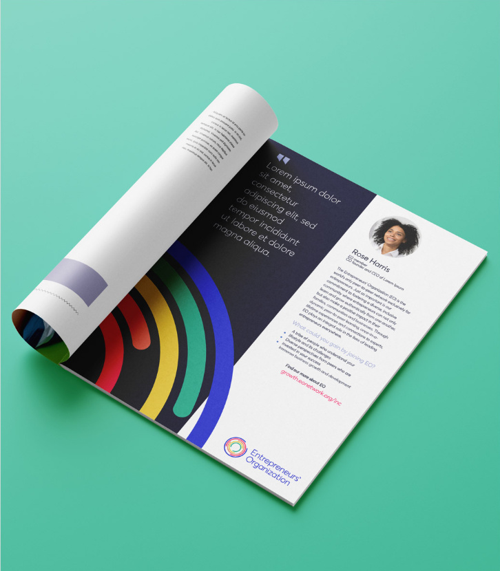 EO企業(yè)家組織協(xié)會(huì)機(jī)構(gòu)logo設(shè)計(jì)與品牌視覺形象vi設(shè)計(jì)，動(dòng)態(tài)風(fēng)格多層圓形線條