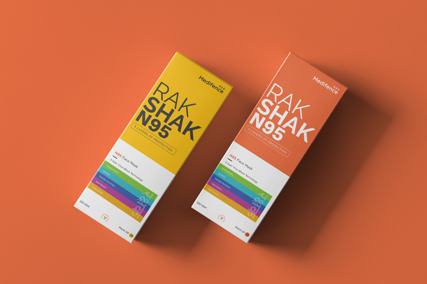 N95口罩明亮的彩色零售包裝設(shè)計