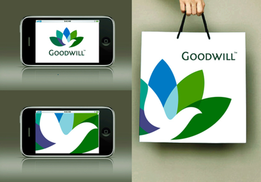 Goodwill 糧食面粉企業(yè)品牌logo設(shè)計(jì)與品牌形象識別設(shè)計(jì)，小鳥與花朵結(jié)合元素