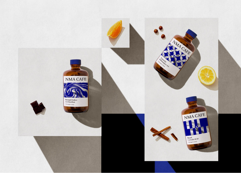 NMA CAFE 咖啡包裝設(shè)計(jì)“單色幾何元素”風(fēng)格