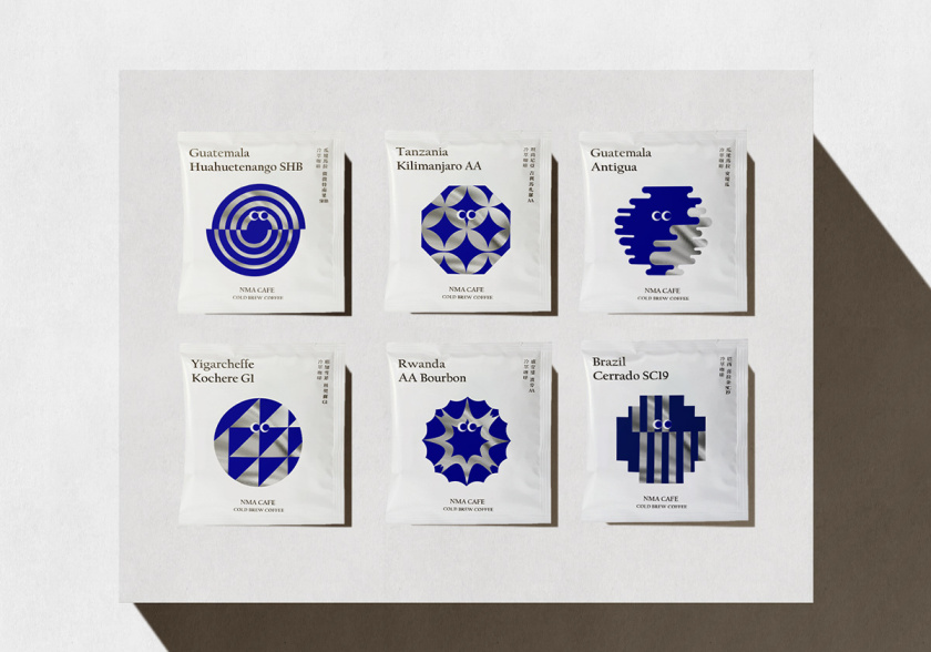 NMA CAFE 咖啡包裝設(shè)計(jì)“單色幾何元素”風(fēng)格