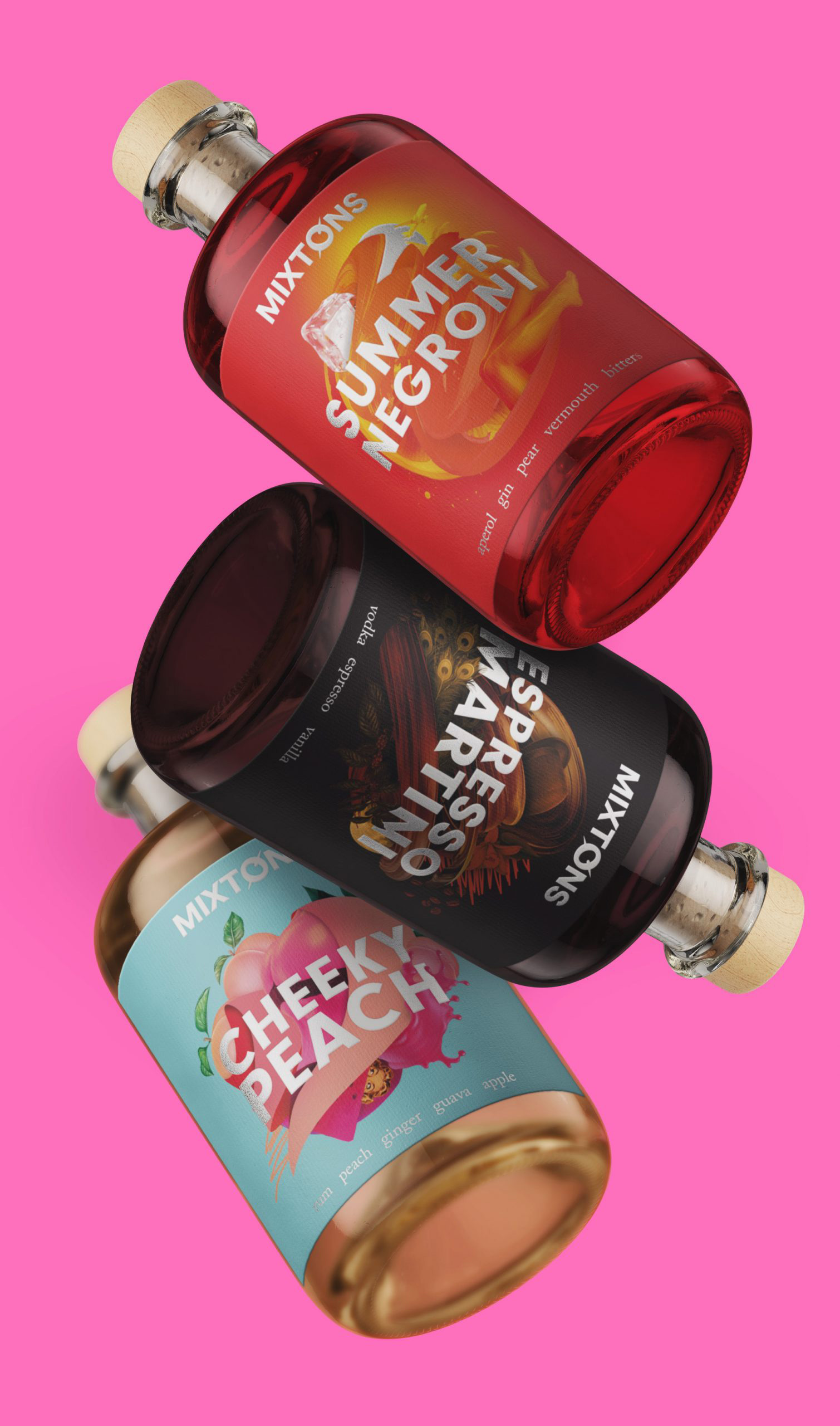 Mixton 雞尾酒包裝設計“3D混合元素拼貼插圖風格” Mixton 雞尾酒包裝設計“3D混合元素拼貼插圖風格”
