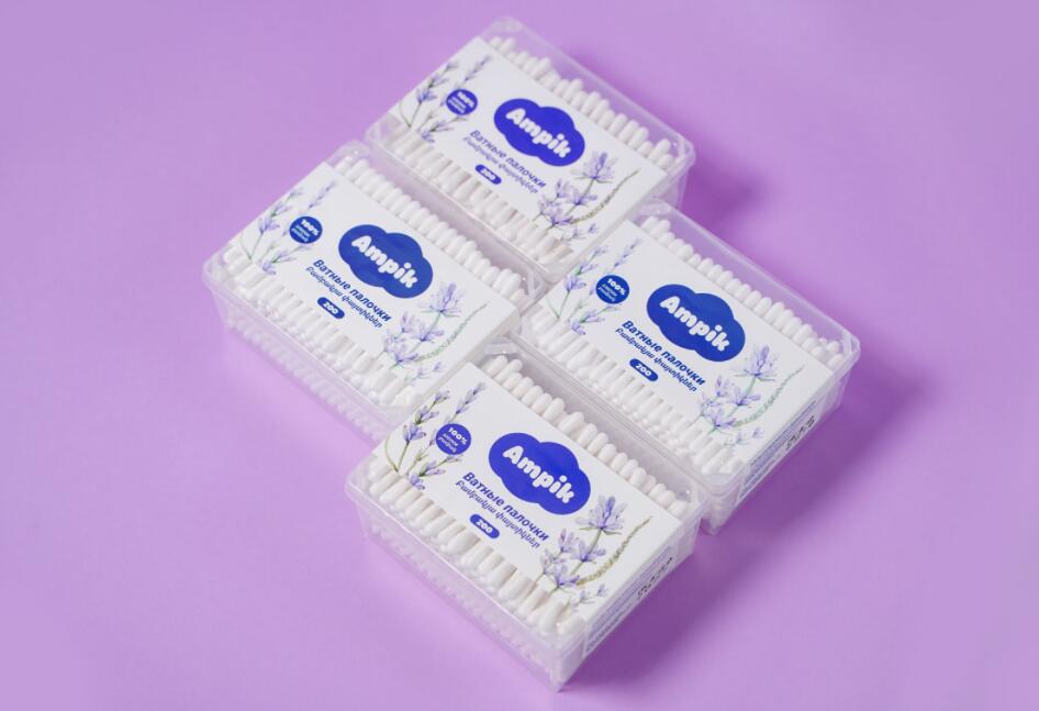 Ampik 安皮克消毒棉簽品牌命名與包裝設計，蓬松的云彩符號代表柔軟的棉花