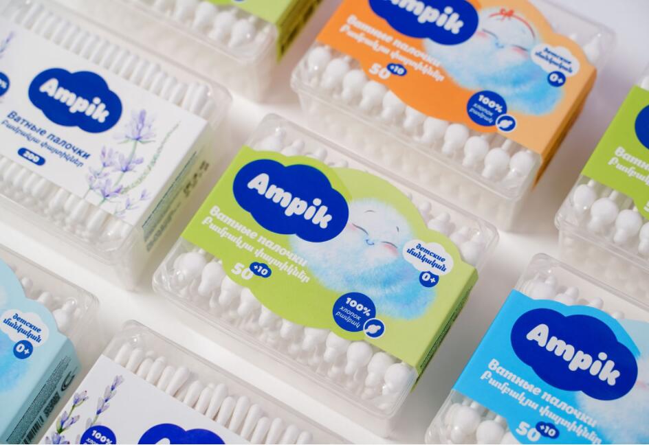 Ampik 安皮克消毒濕巾品牌命名與包裝設計，蓬松的云彩符號代表柔軟的棉花