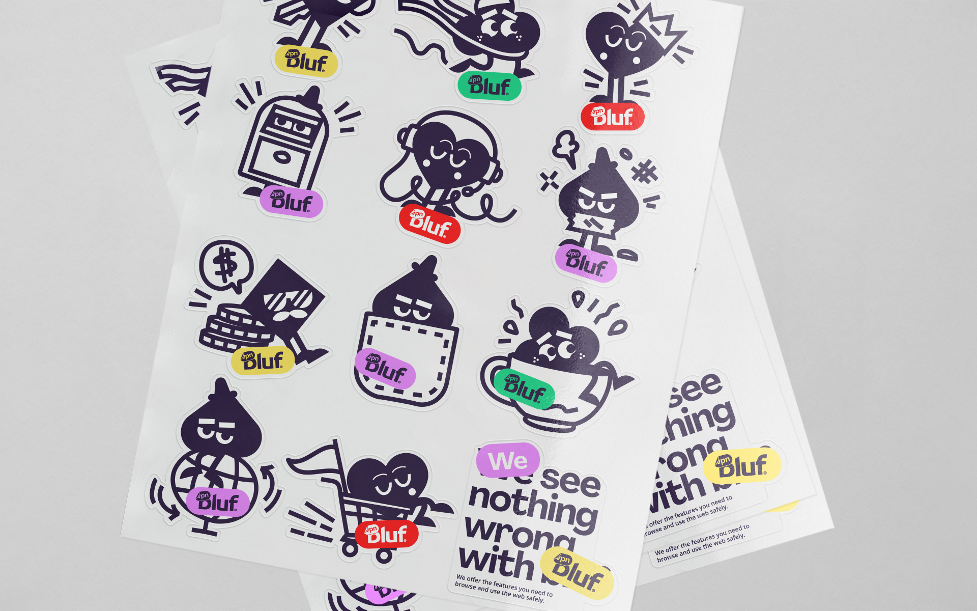 Bluf翻墻與隱私保護(hù)VPN軟件品牌設(shè)計(jì)ip卡通貼紙