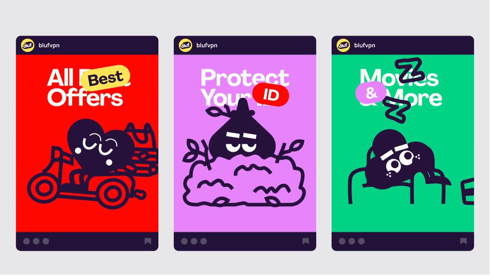 Bluf翻墻與隱私保護(hù)VPN軟件品牌設(shè)計(jì)ip卡通- 英斯塔格拉姆帖子