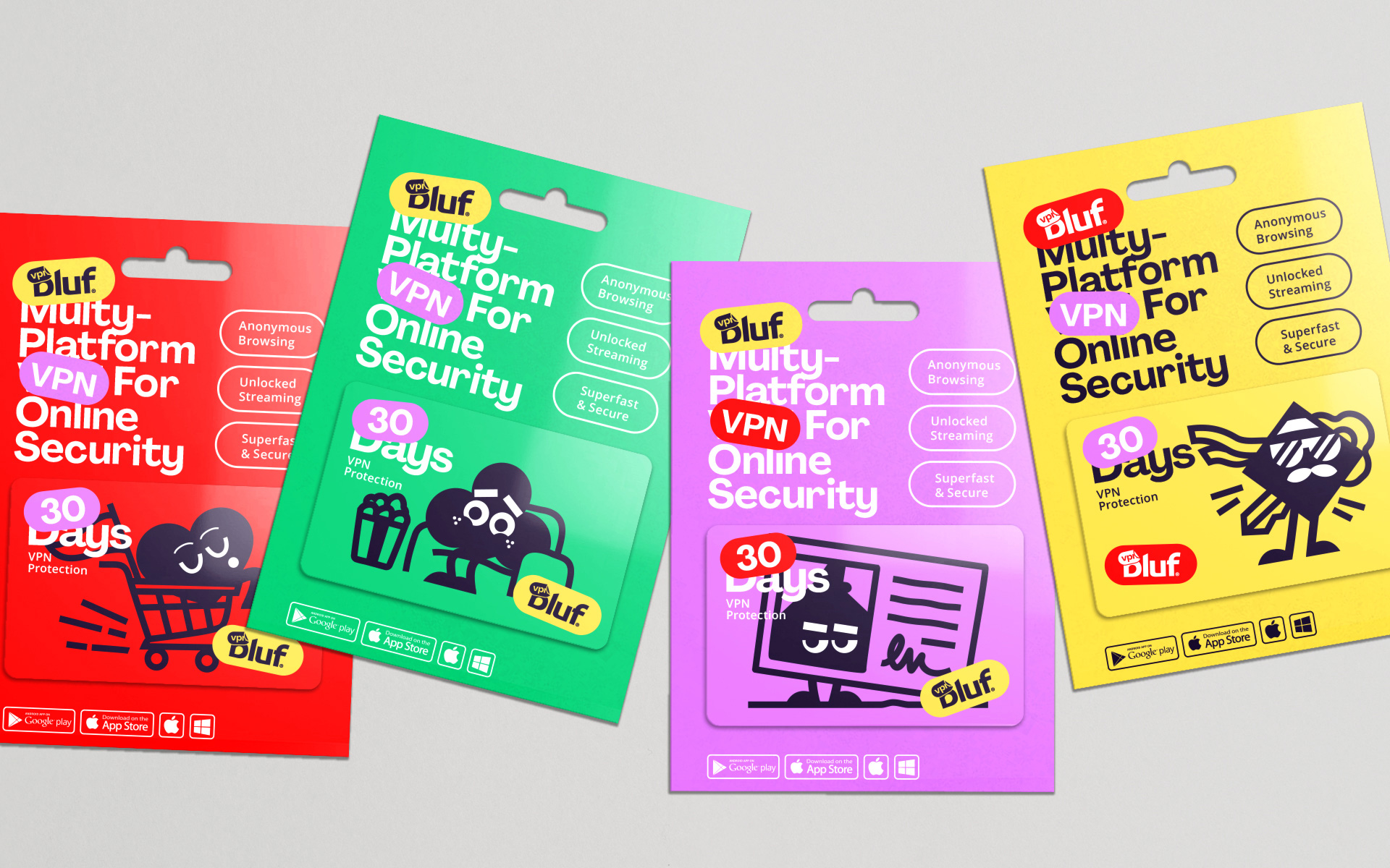 Bluf翻墻與隱私保護(hù)VPN軟件品牌設(shè)計(jì)ip卡通禮品卡