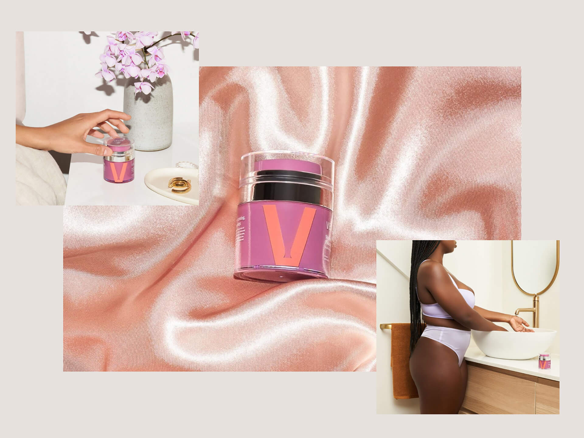 Vella女性愉悅精華素包裝設(shè)計，化妝品風格，突出v字母識別