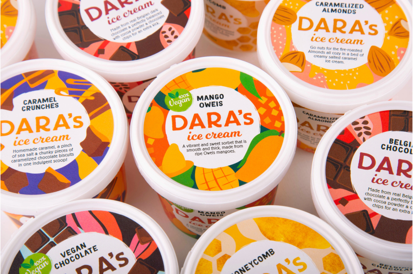 Dara全天然手工冰淇淋包裝設(shè)計“鮮艷飽滿的插畫”