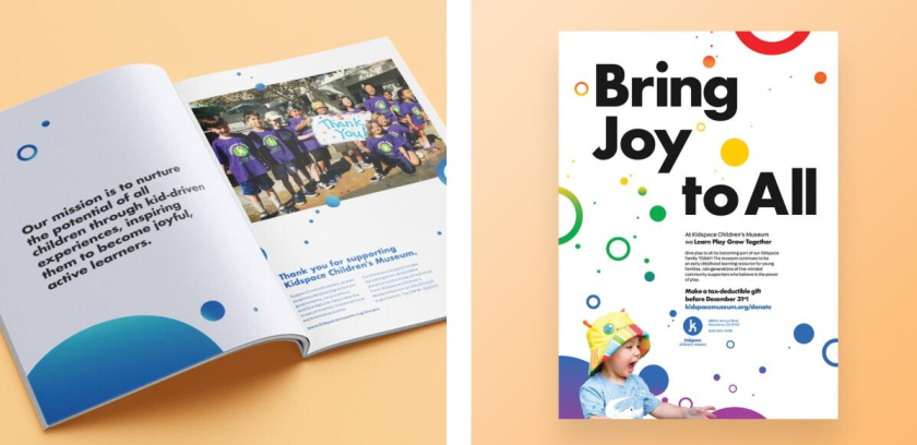 帕薩迪納Pasadena兒童空間博物館宣傳畫(huà)冊(cè)年度報(bào)告設(shè)計(jì)，圓形色彩環(huán)