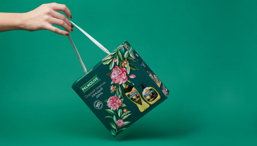 Palmolive 洗護(hù)沐浴露禮品套裝禮盒包裝設(shè)計(jì),對角線植物圖案 Palmolive 洗護(hù)沐浴露禮品套裝禮盒包裝設(shè)計(jì),對角線植物圖案