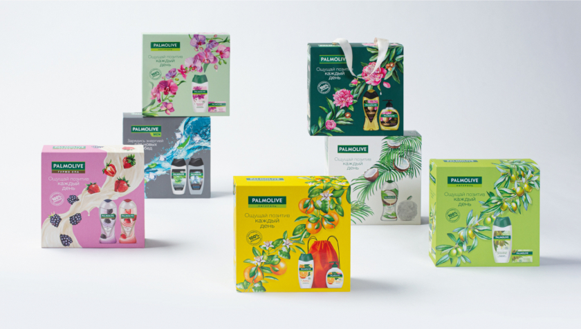 Palmolive 洗護(hù)沐浴露禮品套裝禮盒包裝設(shè)計(jì),對角線植物圖案 Palmolive 洗護(hù)沐浴露禮品套裝禮盒包裝設(shè)計(jì),對角線植物圖案