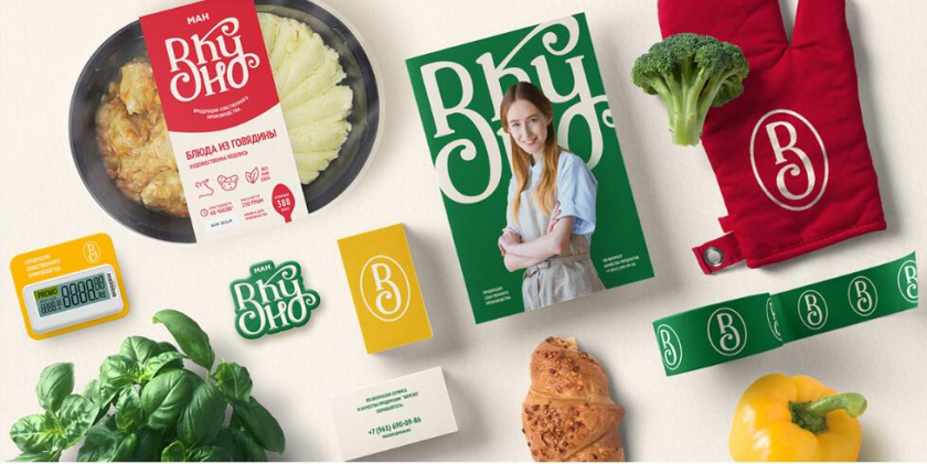 Вкусно 食品連鎖零售商品牌vi形象設(shè)計(jì)包裝設(shè)計(jì)，手寫字體+豐富配色營(yíng)造食欲感