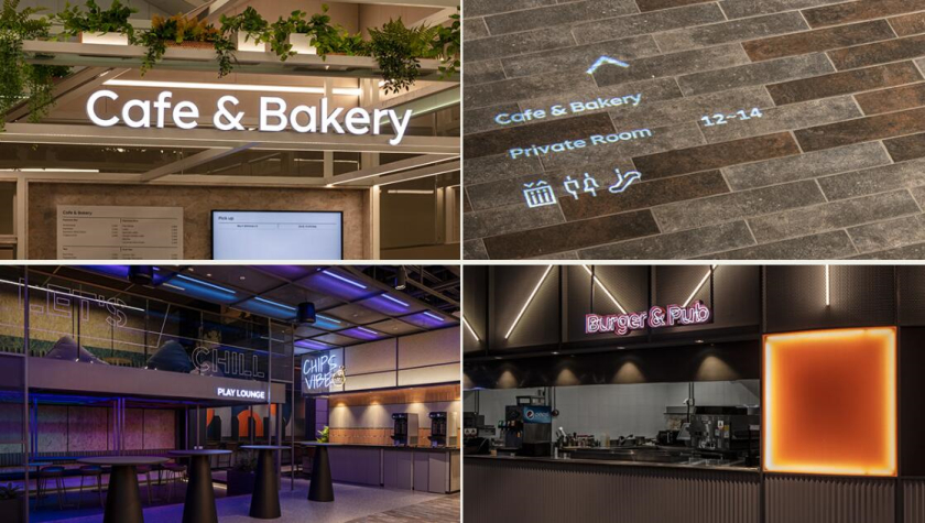 The Table 電信品牌vi視覺識別設(shè)計空間設(shè)計及導視,與桌子結(jié)合的長長的T型水平線元素 The Table 電信品牌vi視覺識別設(shè)計空間設(shè)計及導視,與桌子結(jié)合的長長的T型水平線元素