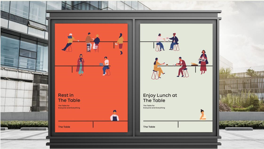 The Table 電信品牌vi視覺識別設(shè)計,與桌子結(jié)合的長長的T型水平線元素 The Table 電信品牌vi視覺識別設(shè)計,與桌子結(jié)合的長長的T型水平線元素