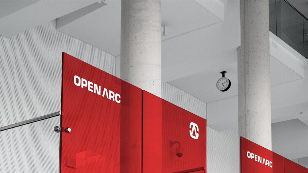 Open Arc 焊接解決方案公司企業(yè)視覺形象識別設(shè)計，字母O+A電弧打開圖形