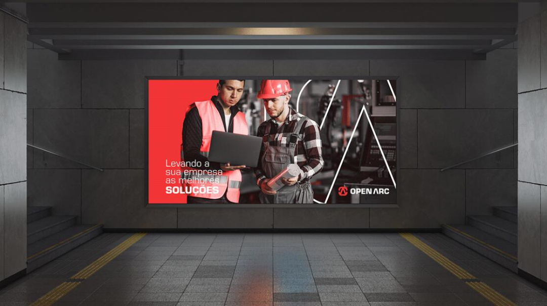 Open Arc 焊接解決方案公司企業(yè)視覺形象識別設(shè)計，字母O+A電弧打開圖形