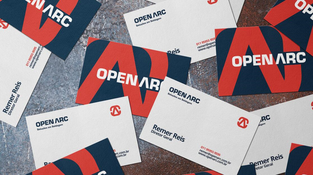 Open Arc 焊接解決方案公司企業(yè)視覺形象識別設(shè)計，字母O+A電弧打開圖形