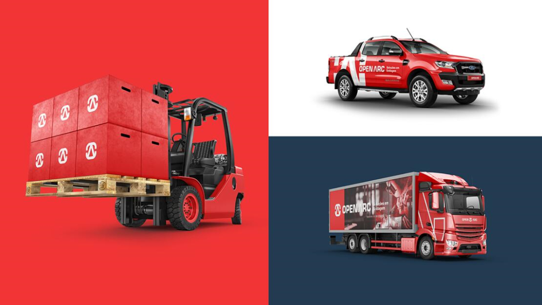 Open Arc 焊接解決方案公司企業(yè)視覺形象識別設(shè)計，字母O+A電弧打開圖形