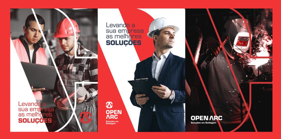 Open Arc 焊接解決方案公司企業(yè)視覺形象識別設(shè)計，字母O+A電弧打開圖形