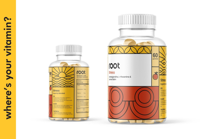 根系營養(yǎng) Root Nutrition 維生素補(bǔ)充劑保健品線條插畫包裝設(shè)計(jì)