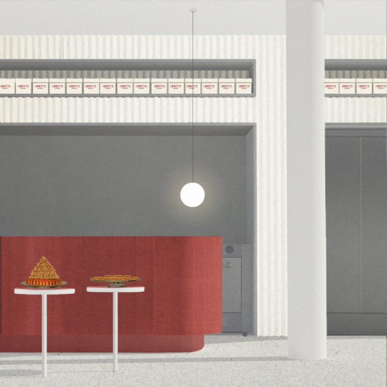 35平三角形小型面包店店鋪空間設(shè)計(jì)，優(yōu)雅精致的土紅色設(shè)計(jì)