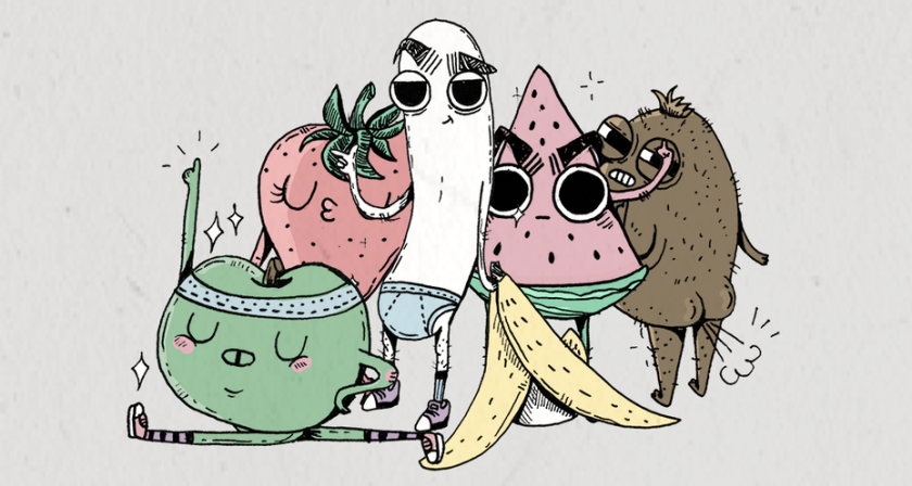 大水果表情符號設計插圖