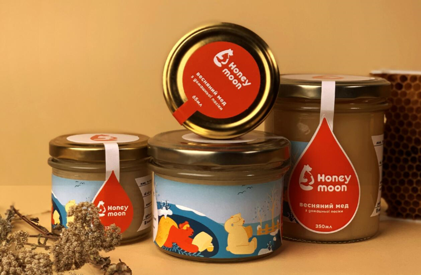 Honey moon 蜂蜜品牌正負(fù)形擁抱熊logo設(shè)計(jì)與熊故事插畫包裝設(shè)計(jì)