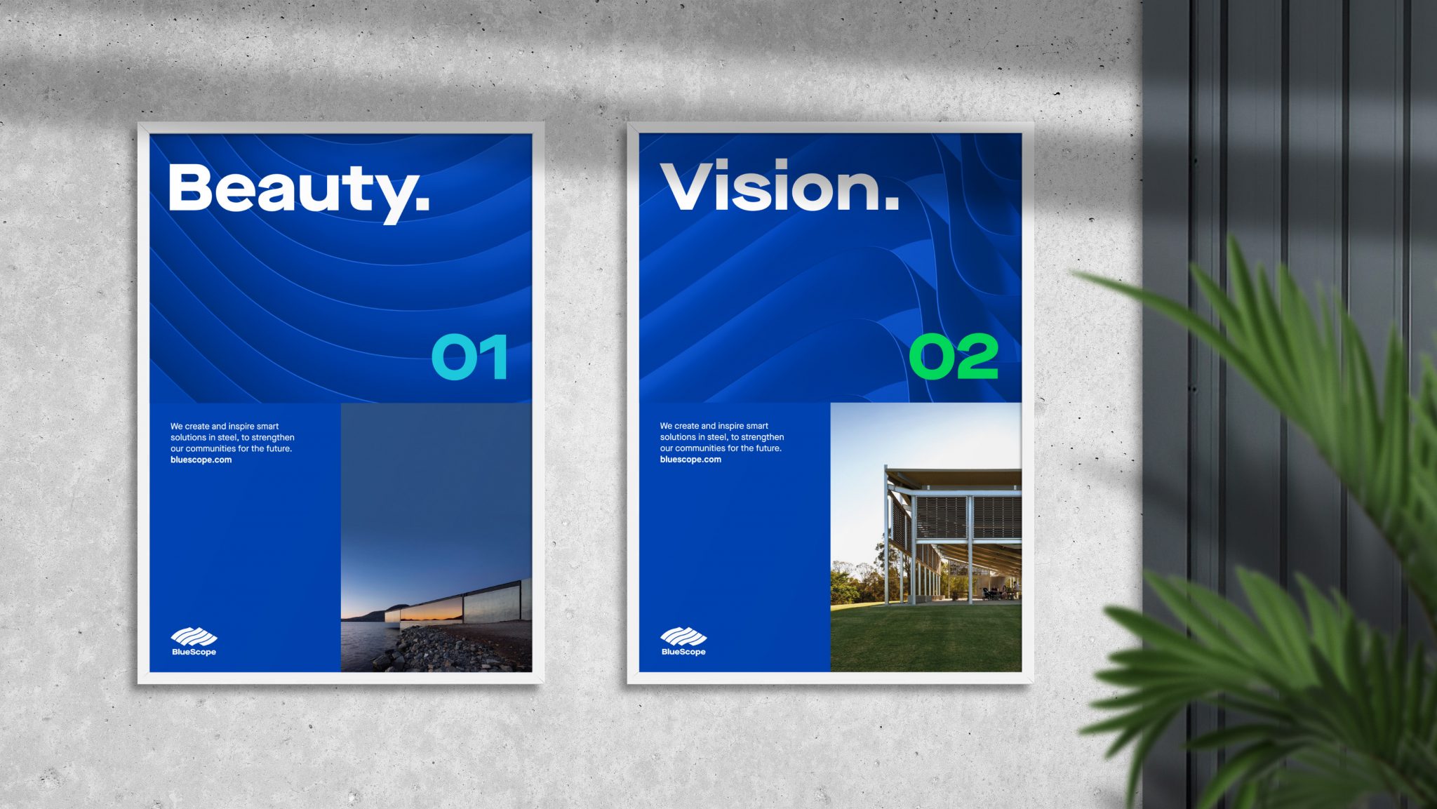 BlueScope油漆涂層鋼鐵產(chǎn)品制造商品牌形象企業(yè)vi設(shè)計(jì)“藍(lán)色動(dòng)態(tài)彎曲”輔助圖形