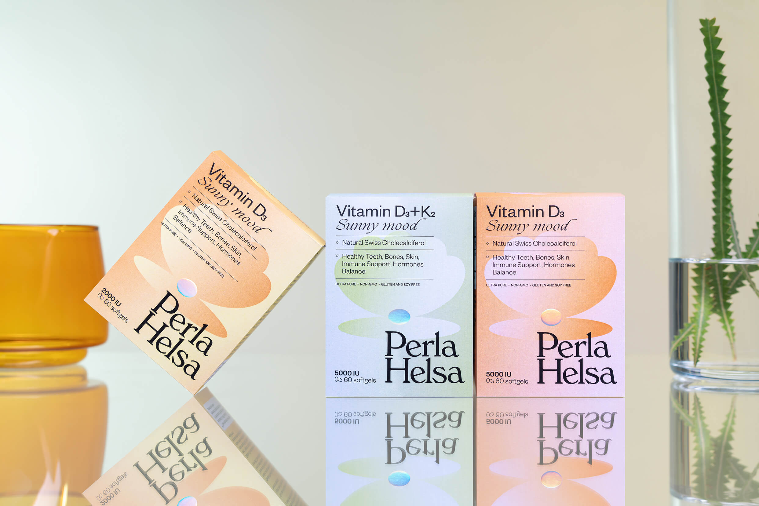 Perla Hesla膳食營養(yǎng)補(bǔ)充劑保健品包裝設(shè)計(jì)，貝殼珍珠元素+優(yōu)雅漸變設(shè)計(jì)