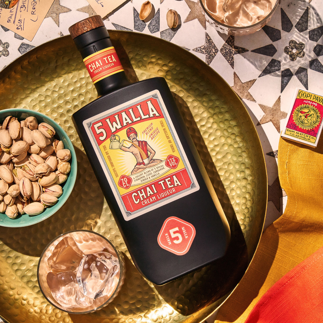 5 WALLA柴茶奶油利口養(yǎng)生酒包裝設(shè)計，源自印度火柴盒藝術(shù)插畫