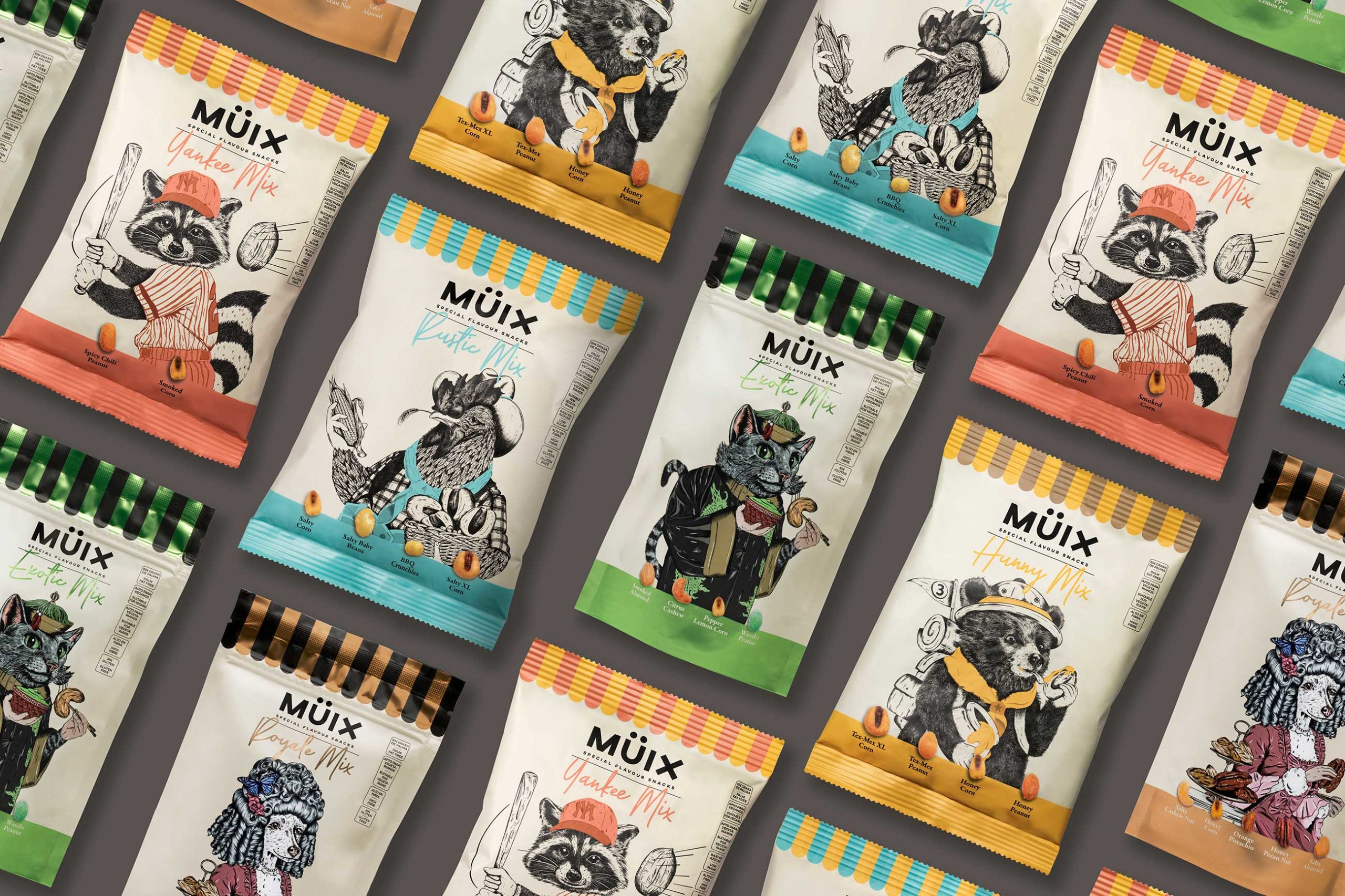 Müix混合口味堅果食品包裝設(shè)計“動物擬人”插畫 Müix混合口味堅果食品包裝設(shè)計“動物擬人”插畫
