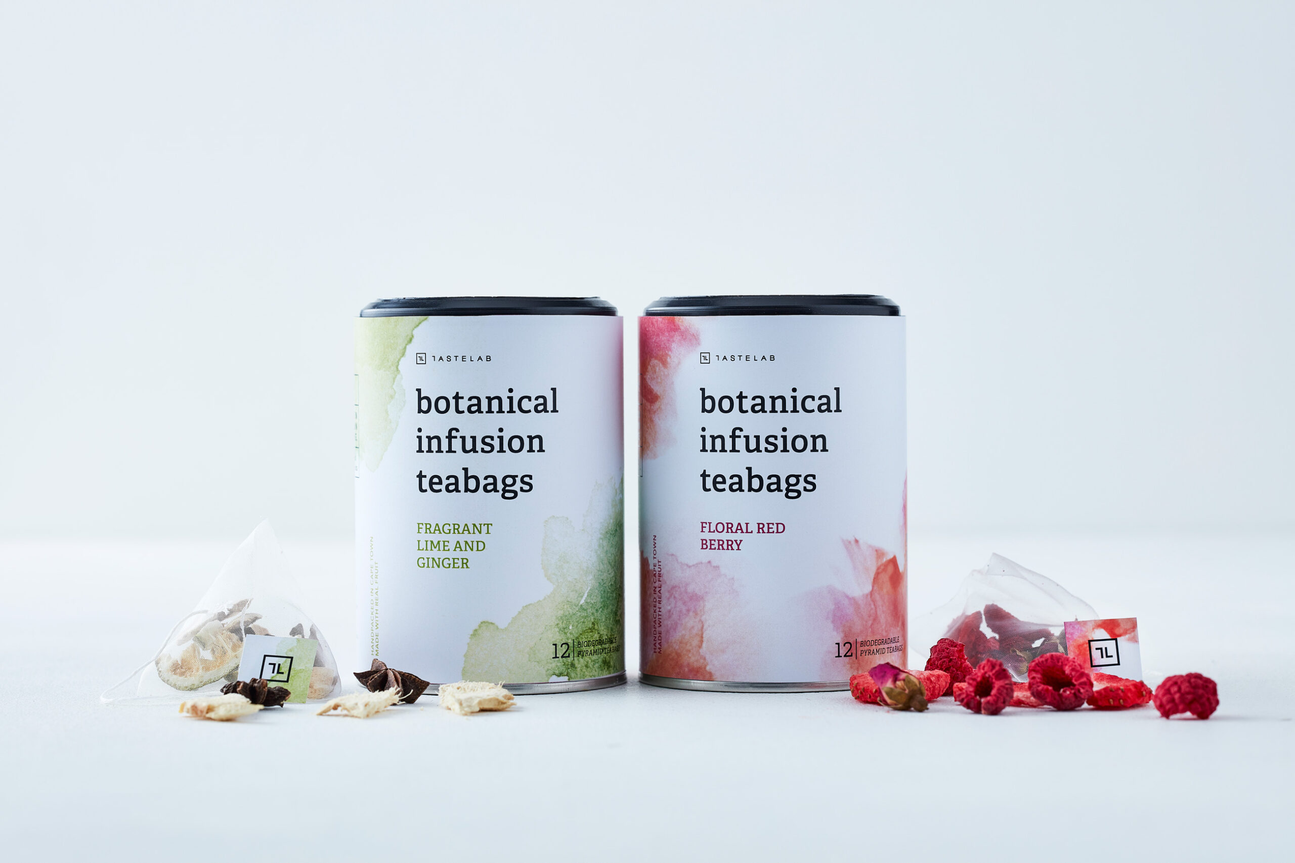 Botanical泡茶袋果茶花茶包裝設(shè)計(jì)“漸變水墨水彩”插畫(huà)