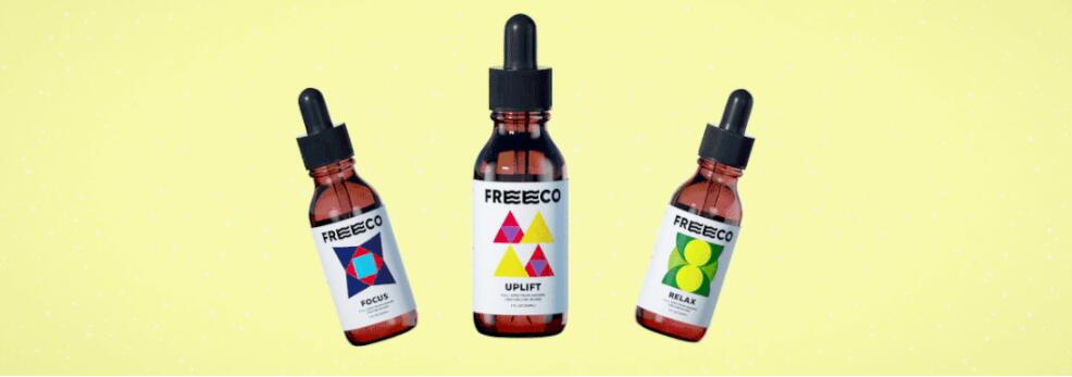 freeco天然大麻提取物滴劑藥品包裝設(shè)計(jì)，抽象幾何圖案組合