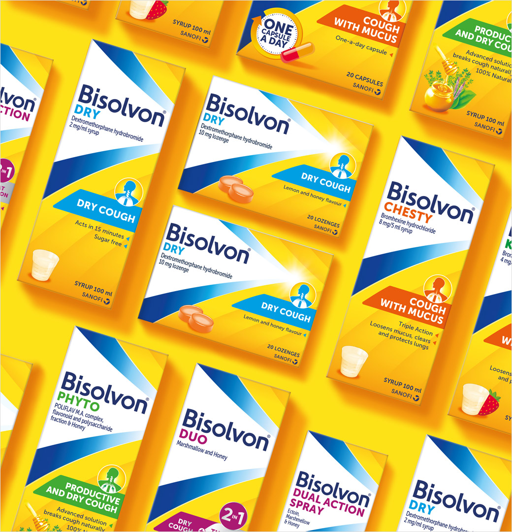 賽諾菲Sanofi止咳藥品牌logo設(shè)計包裝設(shè)計，多層箭頭元素