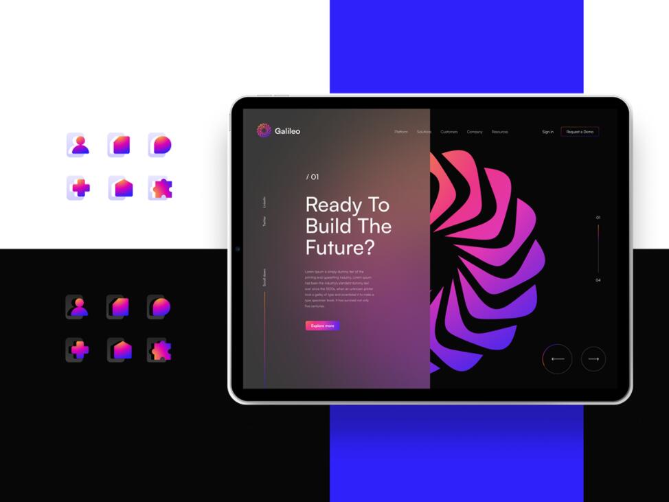 Galileo 人工智能初創(chuàng)公司logo設計vi設計，酷炫科技風格