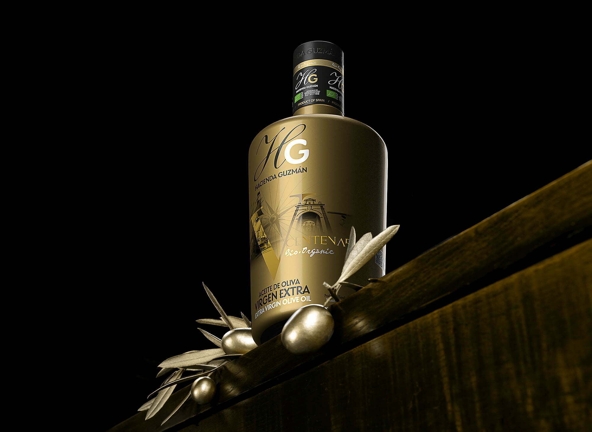 古茲曼莊園 V CENTENARIO橄欖油金裝包裝設(shè)計“城堡+v