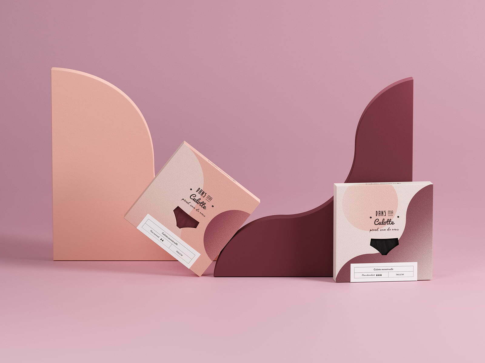 Dans Ma Culotte 月經(jīng)經(jīng)期女士?jī)?nèi)褲包裝設(shè)計(jì)，圓形與曲線元素