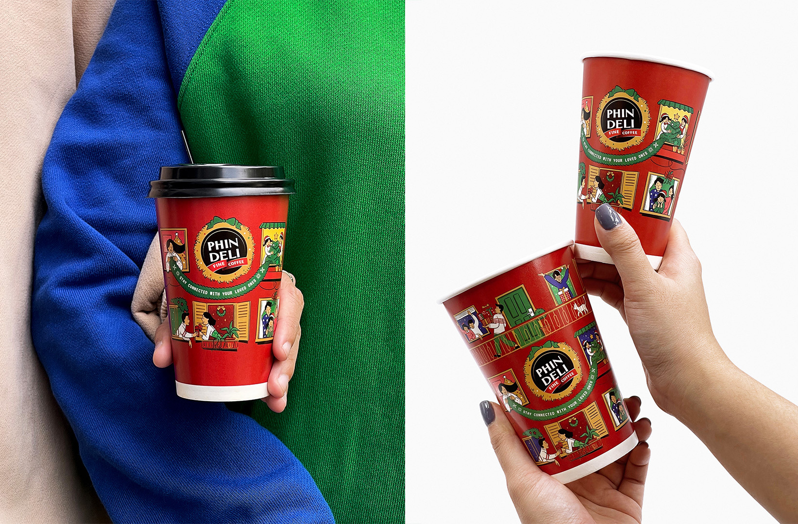 菲德利便攜杯裝咖啡節(jié)日裝包裝設(shè)計，咖啡讓我們聯(lián)系更緊密