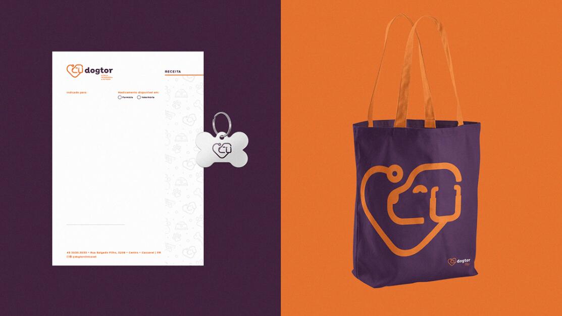 Dogtor 寵物醫(yī)院獸醫(yī)診所logo設(shè)計vi設(shè)計，愛心+醫(yī)生+狗