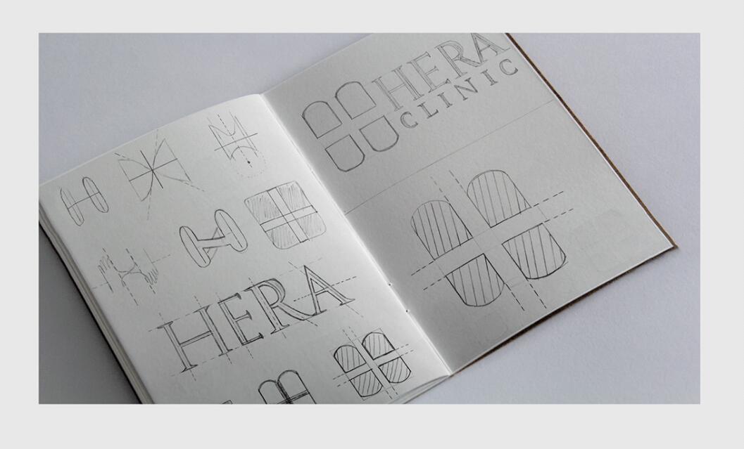 Hera Clinic 赫拉診所醫(yī)院logo設(shè)計vi設(shè)計，H字母+十字