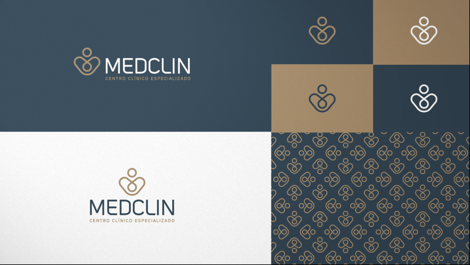 Medclin 高端醫(yī)療體檢醫(yī)院logo設(shè)計(jì)vi設(shè)計(jì)，藍(lán)金尊貴體驗(yàn)氛圍