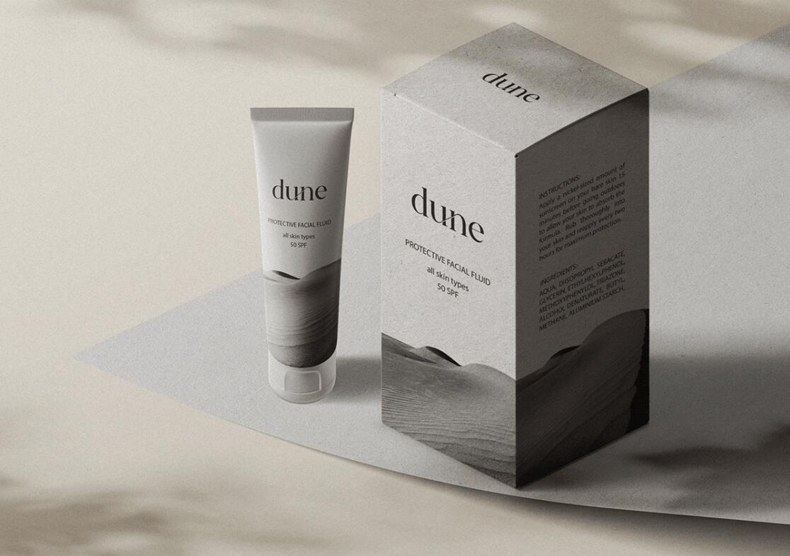 DUNE 防曬霜護膚品化妝品包裝設(shè)計“沙漠黑白照片”
