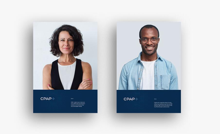 CPAP+睡眠呼吸暫停通氣治療醫(yī)療設備品牌logo設計視覺形象vi設計“圓點氣流”圖案