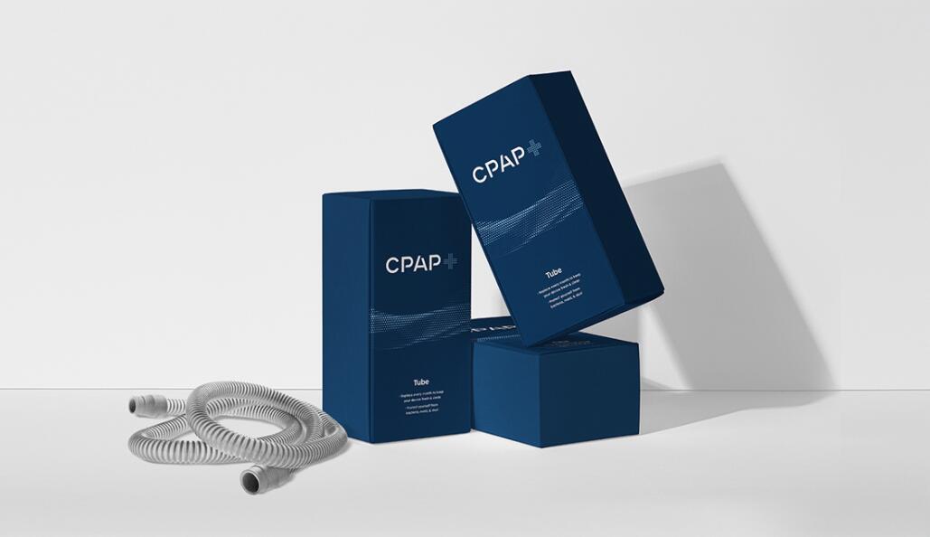 CPAP+睡眠呼吸暫停通氣治療醫(yī)療設備品牌logo設計視覺形象vi設計“圓點氣流”圖案