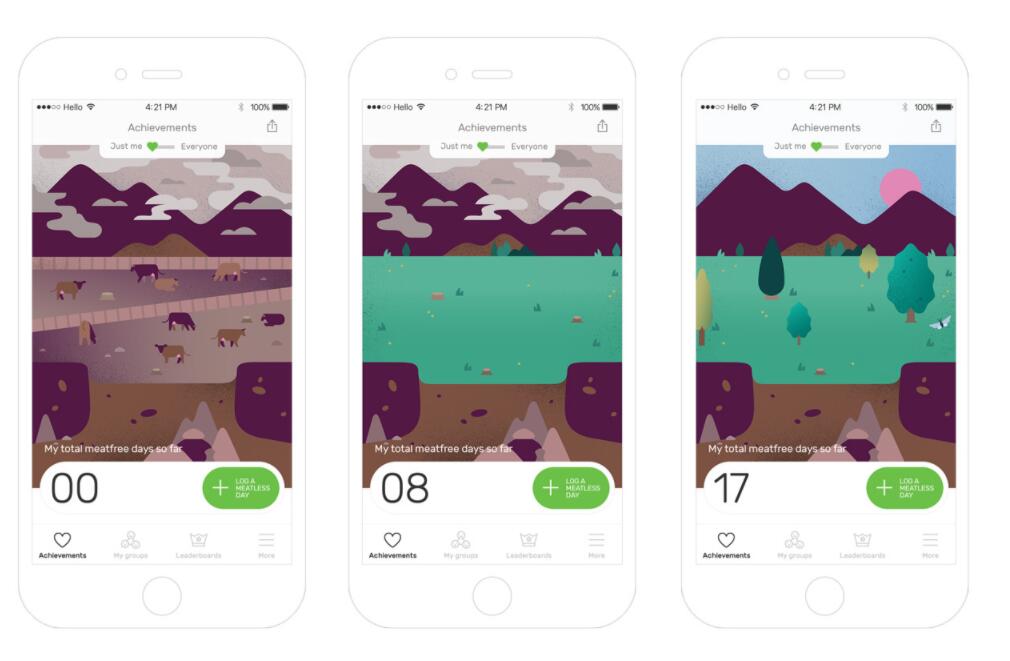 The Darwin Challenge不吃肉app應(yīng)用程序界面設(shè)計與風(fēng)景矢量插畫設(shè)計風(fēng)格 The Darwin Challenge不吃肉app應(yīng)用程序界面設(shè)計與風(fēng)景矢量插畫設(shè)計風(fēng)格