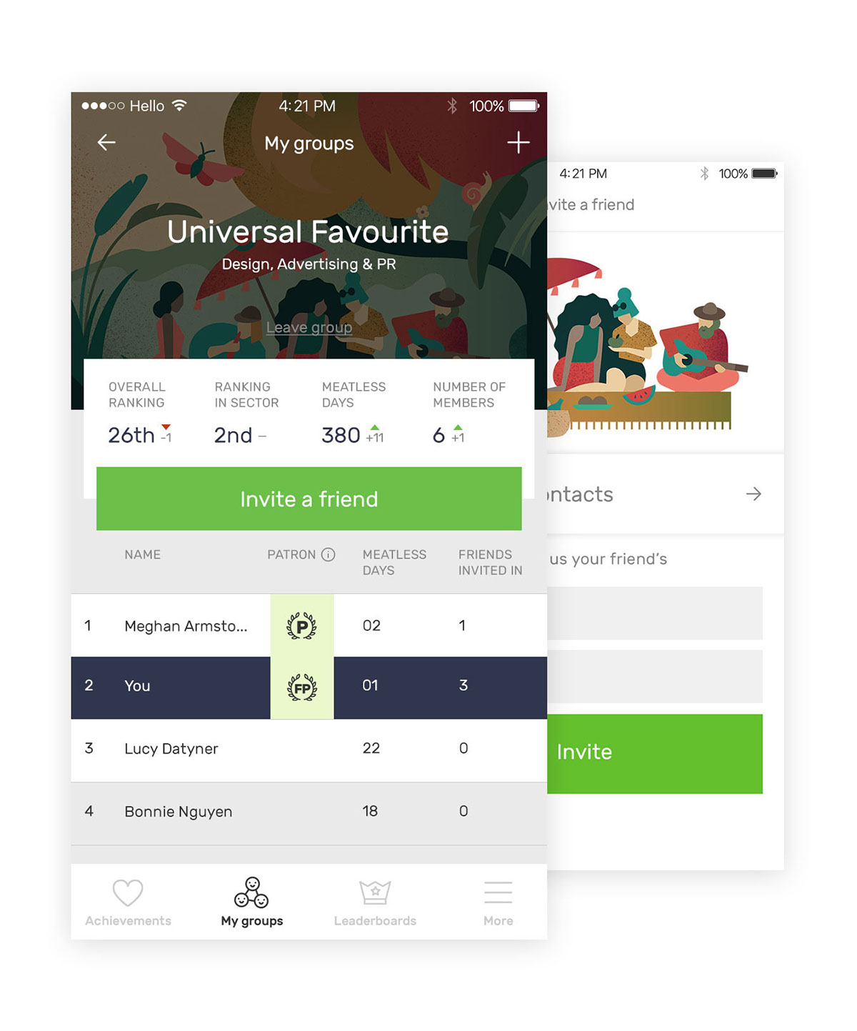 The Darwin Challenge不吃肉app應(yīng)用程序界面設(shè)計與風(fēng)景矢量插畫設(shè)計風(fēng)格 The Darwin Challenge不吃肉app應(yīng)用程序界面設(shè)計與風(fēng)景矢量插畫設(shè)計風(fēng)格