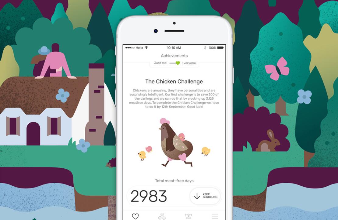 The Darwin Challenge不吃肉app應(yīng)用程序界面設(shè)計與風(fēng)景矢量插畫設(shè)計風(fēng)格 The Darwin Challenge不吃肉app應(yīng)用程序界面設(shè)計與風(fēng)景矢量插畫設(shè)計風(fēng)格